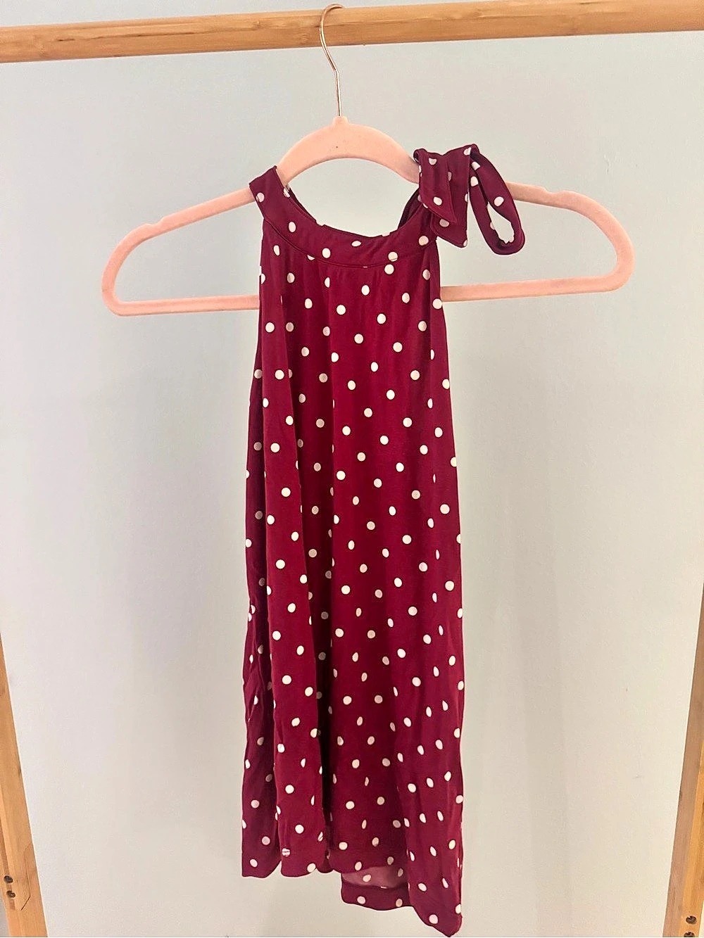 Pink and White Polka Halter neck Going Put Top